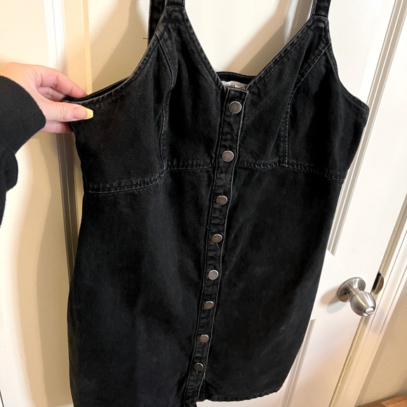 TopShop Washed Black Button Denim Bodycon Dress 12 - Picture 5 of 7